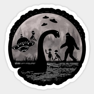 Bigfoot Loch Ness Monster And Aliens Sticker